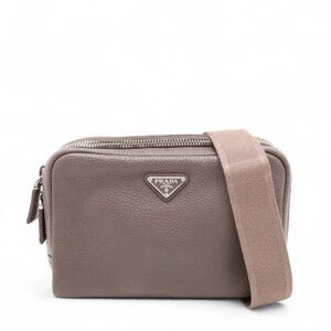 Prada Robot Leather Charm Shoulder Bag Greige